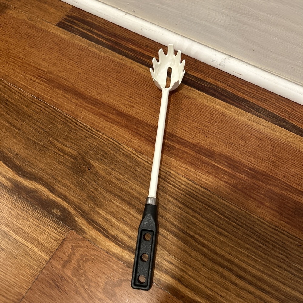 Pedrini Italy Pasta Serving Spoon Plastic Kitchen Utensil 14" Vintage White